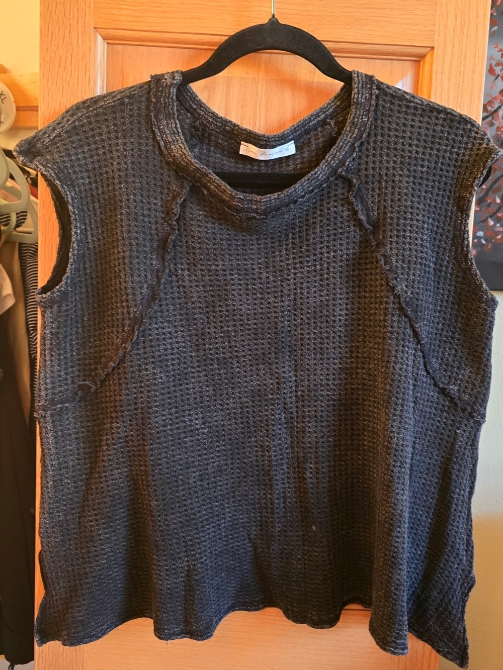 Ces Femme Black Waffle Knit Muscle Tee